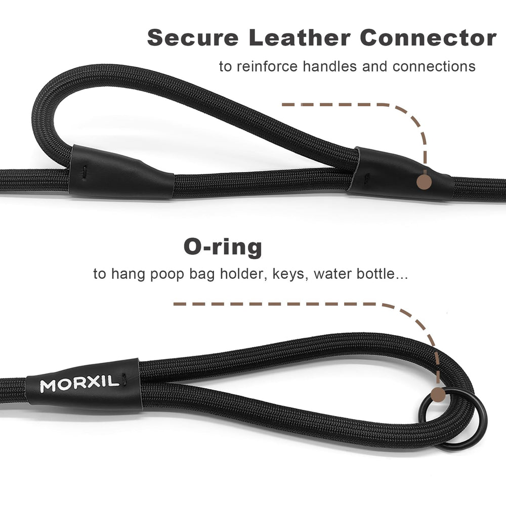 MORXIL leather connector with stitching provides reliable leash attachment