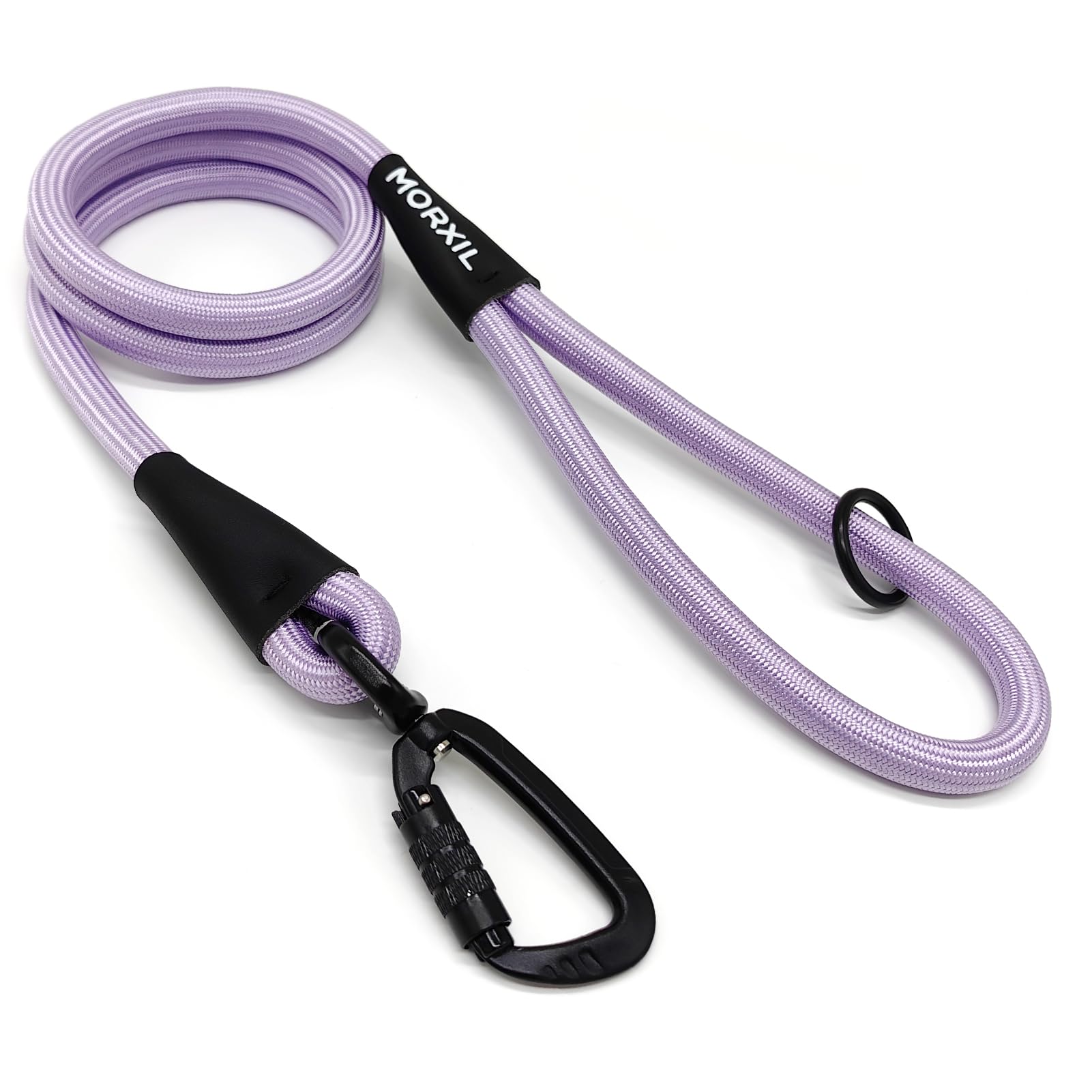 MORXIL Rope Dog Leash with auto-locking carabiner for one-handed secure control.