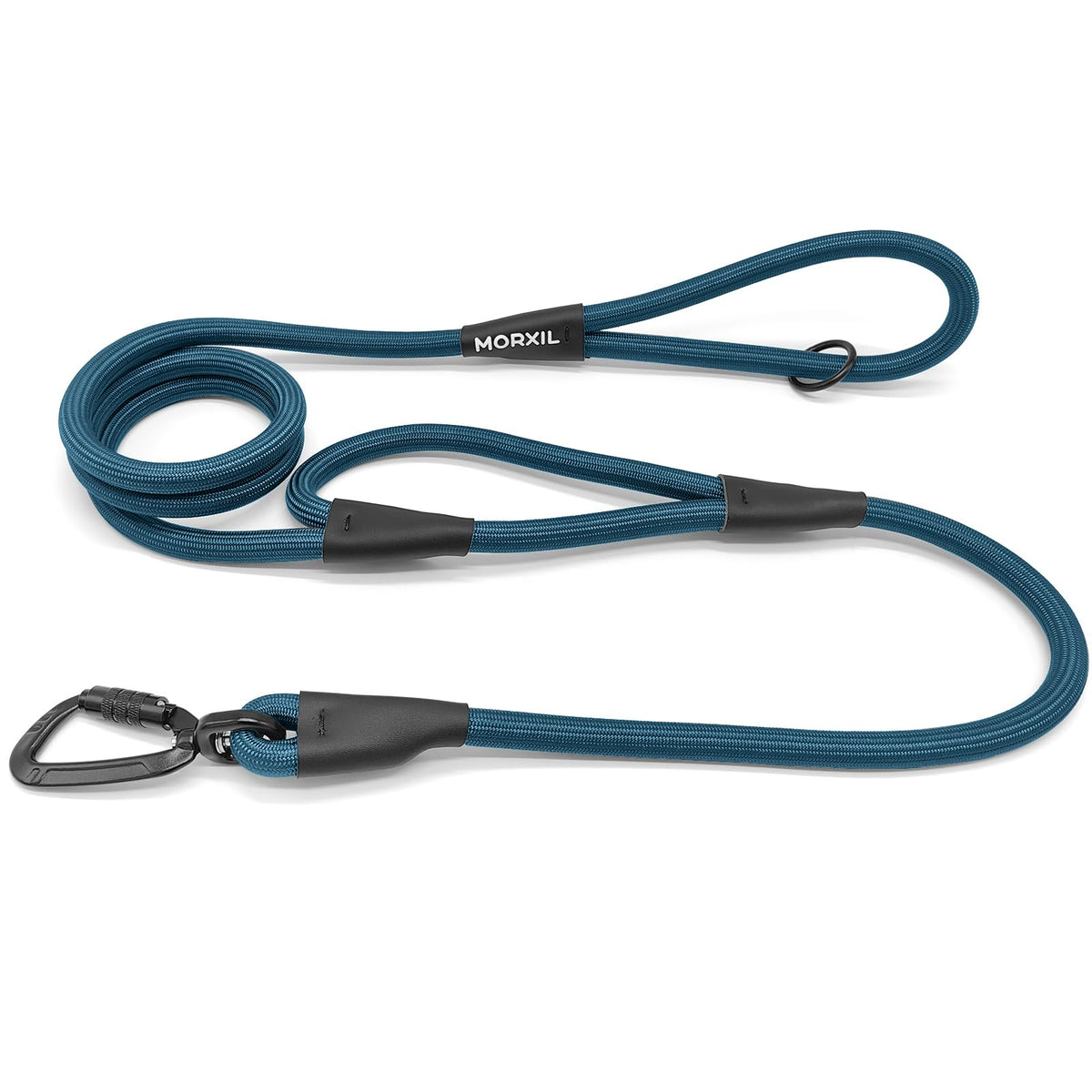 MORXIL rope dog leash with autolocking carabiner for secure one-handed attachment