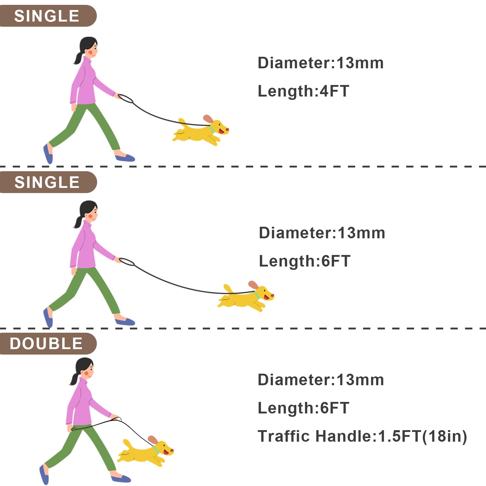 MORXIL leash includes a traffic handle for guiding your dog through crowds.