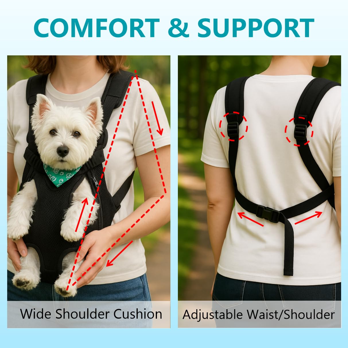 Mosago breathable mesh material keeps pets cool during walks.