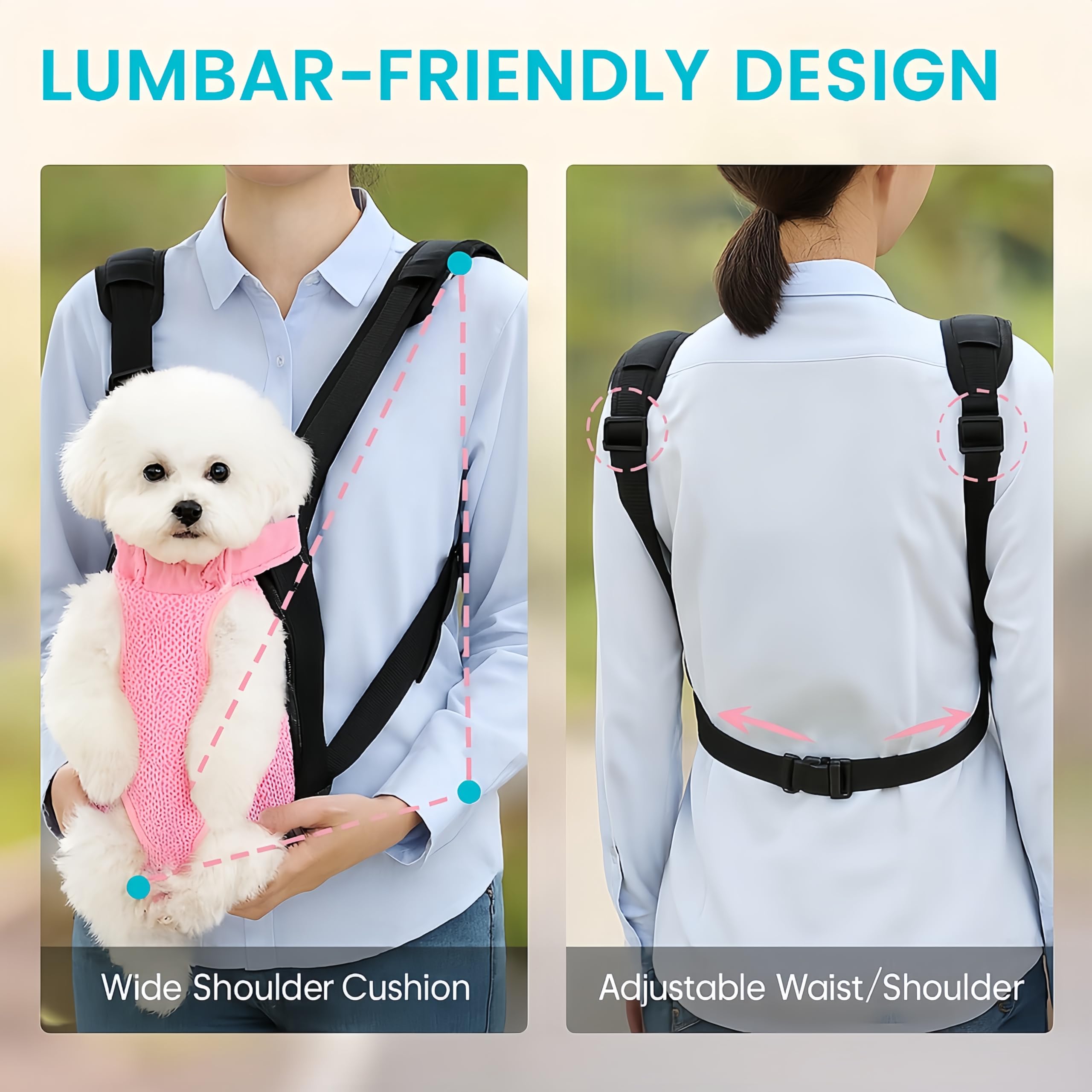 Mosago breathable mesh material keeps pets cool on warm days.