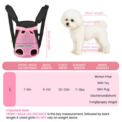 Mosago dog backpack carrier side view highlighting thick straps and breathable mesh.