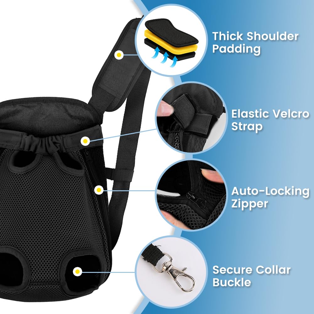 Mosago dog backpack carrier shoulder straps feature extra padding for comfort.