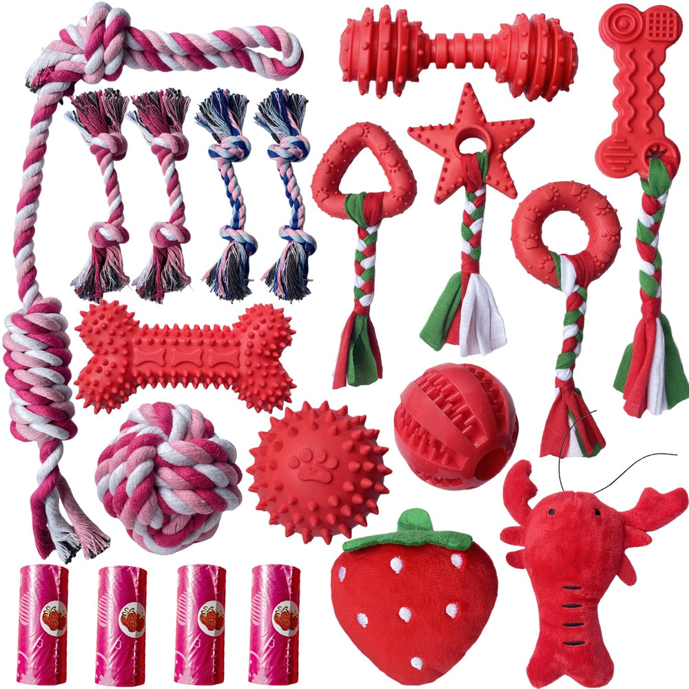MOSYZEO 20-pack puppy teething chew toys for soothing gums and play