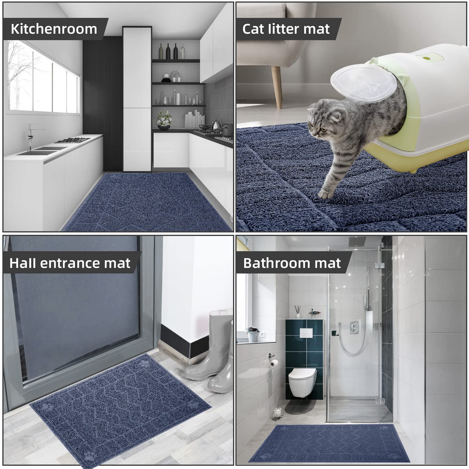Motsamla cat litter mat anti-slip base stays in place on floors.