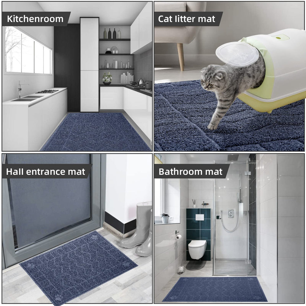 Motsamla cat litter mat anti-slip base stays in place on floors.