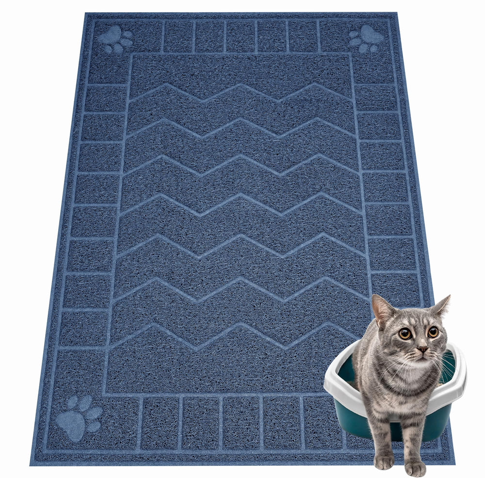 Motsamla cat litter mat large 35x23 inch with top coils traps litter near the box.