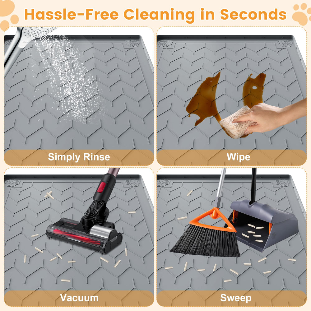 Motsamla cat litter mat multi-use serves as bowl mat or door mat.