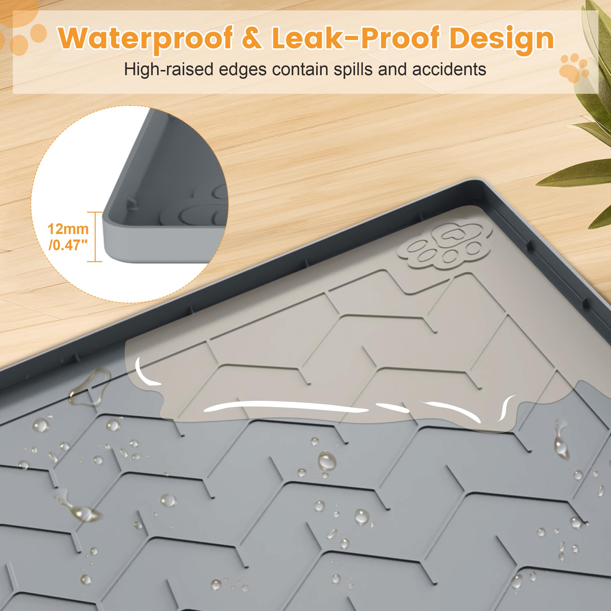 Motsamla cat litter mat raised-edges contain spills and scatter.
