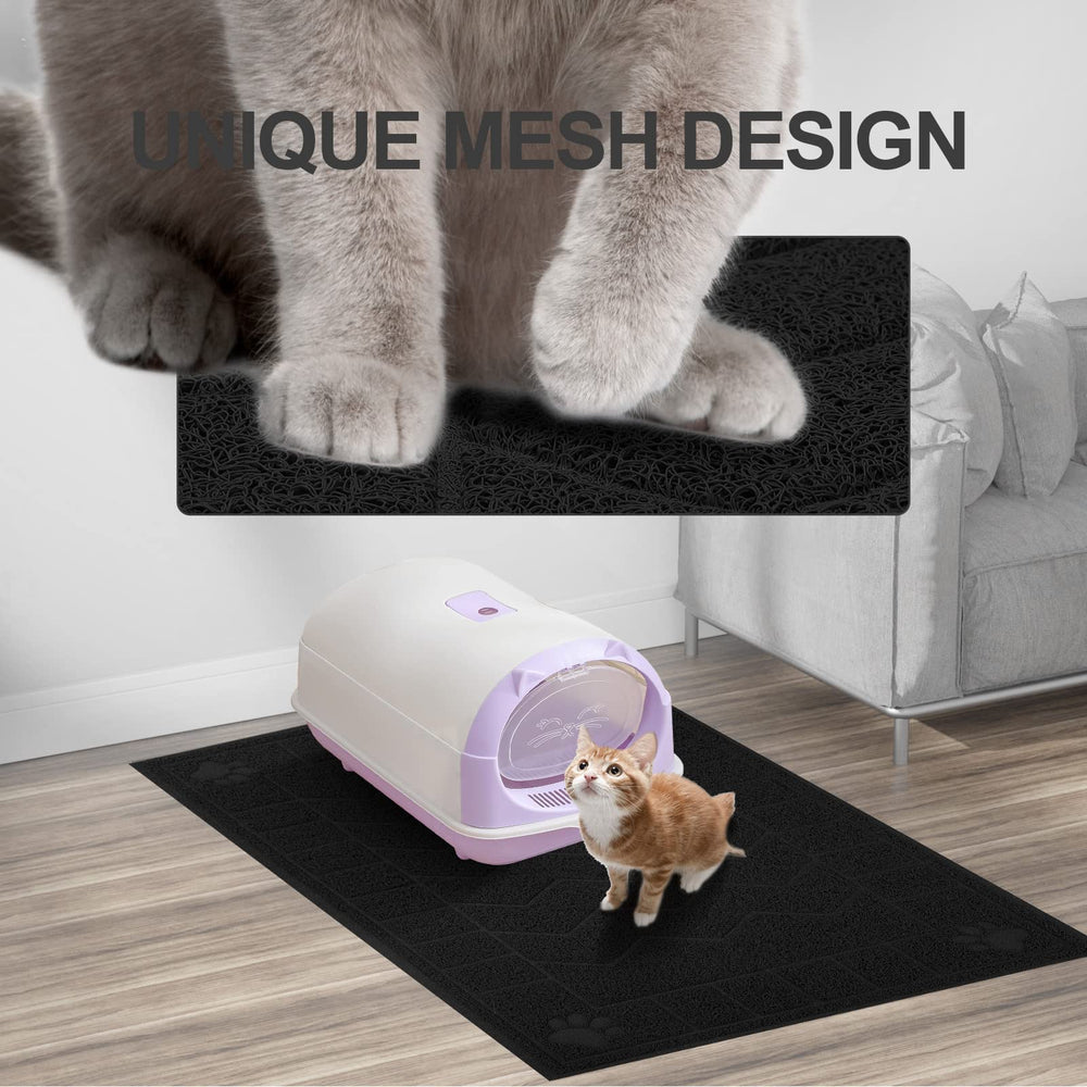 Motsamla cat litter mat waterproof anti-slip backing keeps it in place.
