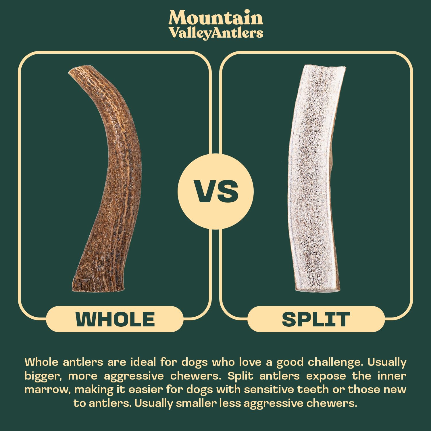 Mountain Valley Antlers hand-picked cut-size medium dog chew