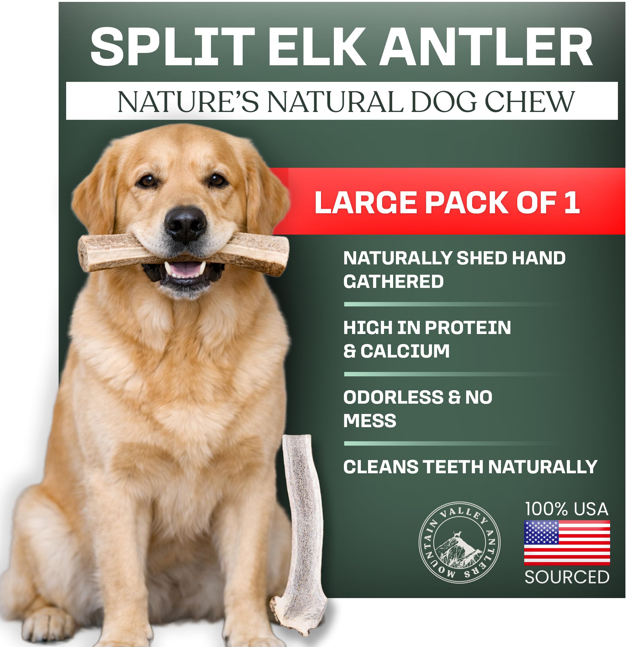 Mountain Valley Antlers large split elk antler chew for dogs, long-lasting gnawing experience