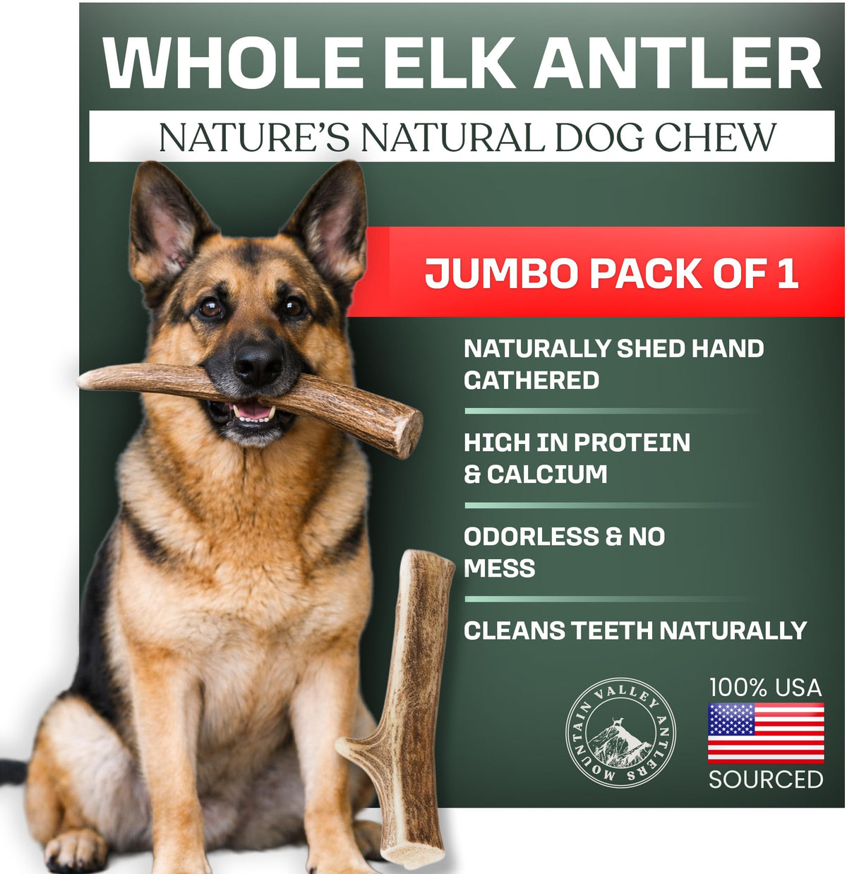 Mountain Valley Elk Antlers close-up texture for a durable, long-lasting dog chew.