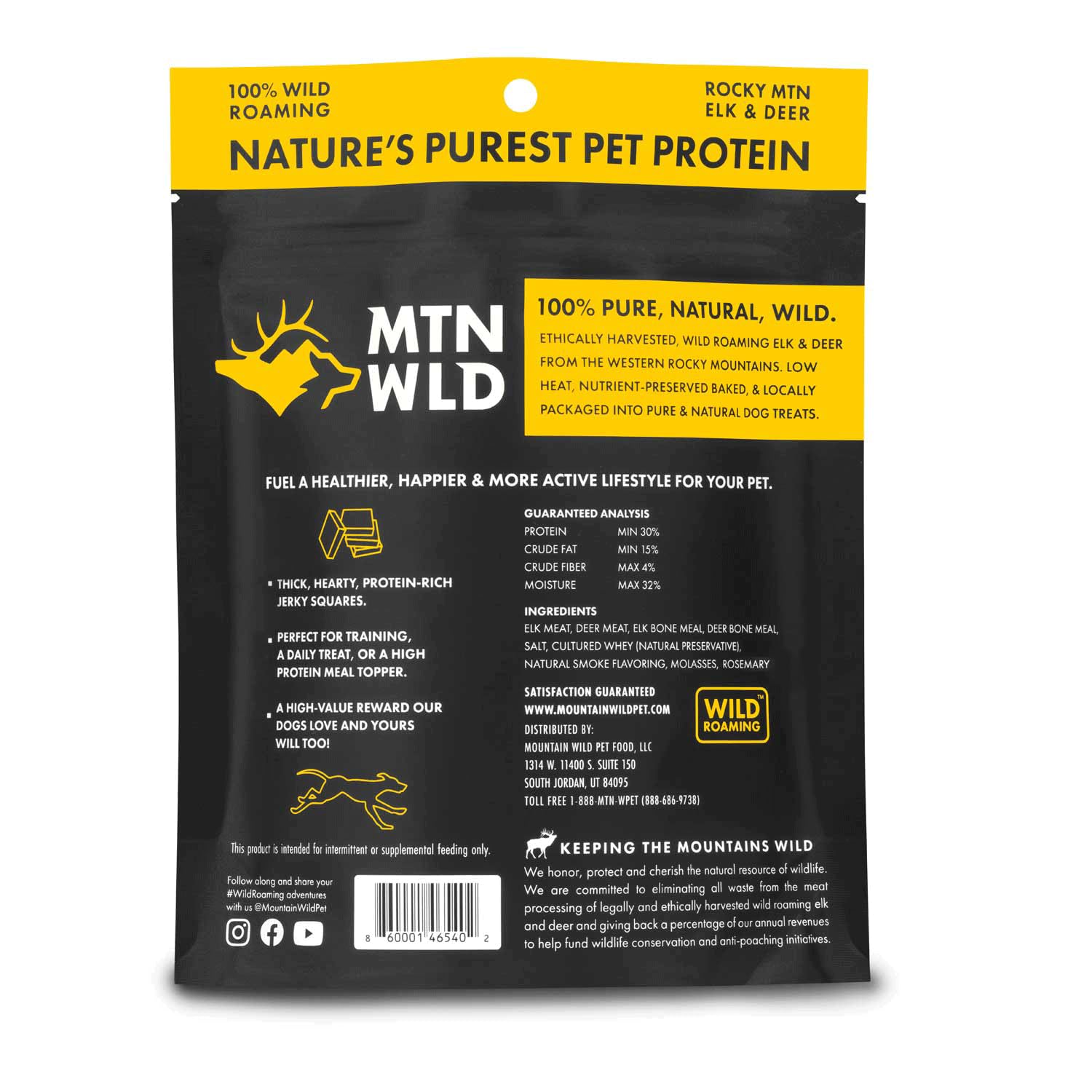 MOUNTAIN WILD venison jerky slices close-up showing lean meat texture