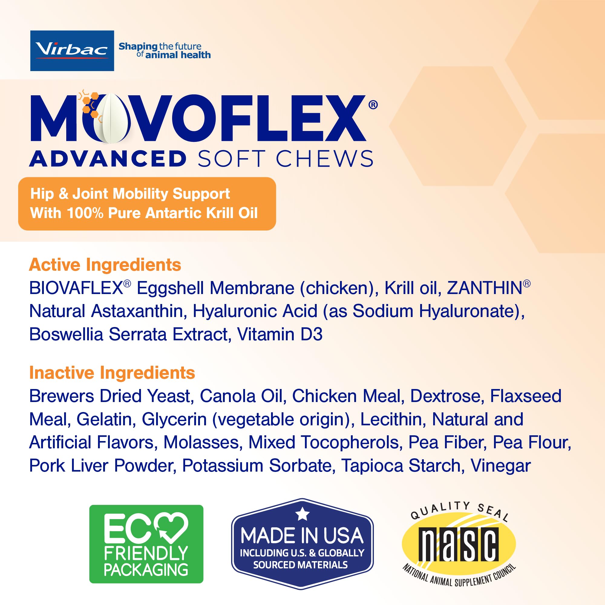 Ingredient list close-up on MOVOFLEX Advanced Soft Chews
