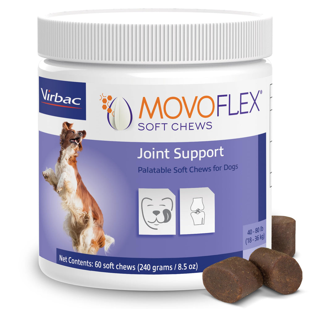 MOVOFLEX Soft Chews bottle supports daily joint comfort for dogs.