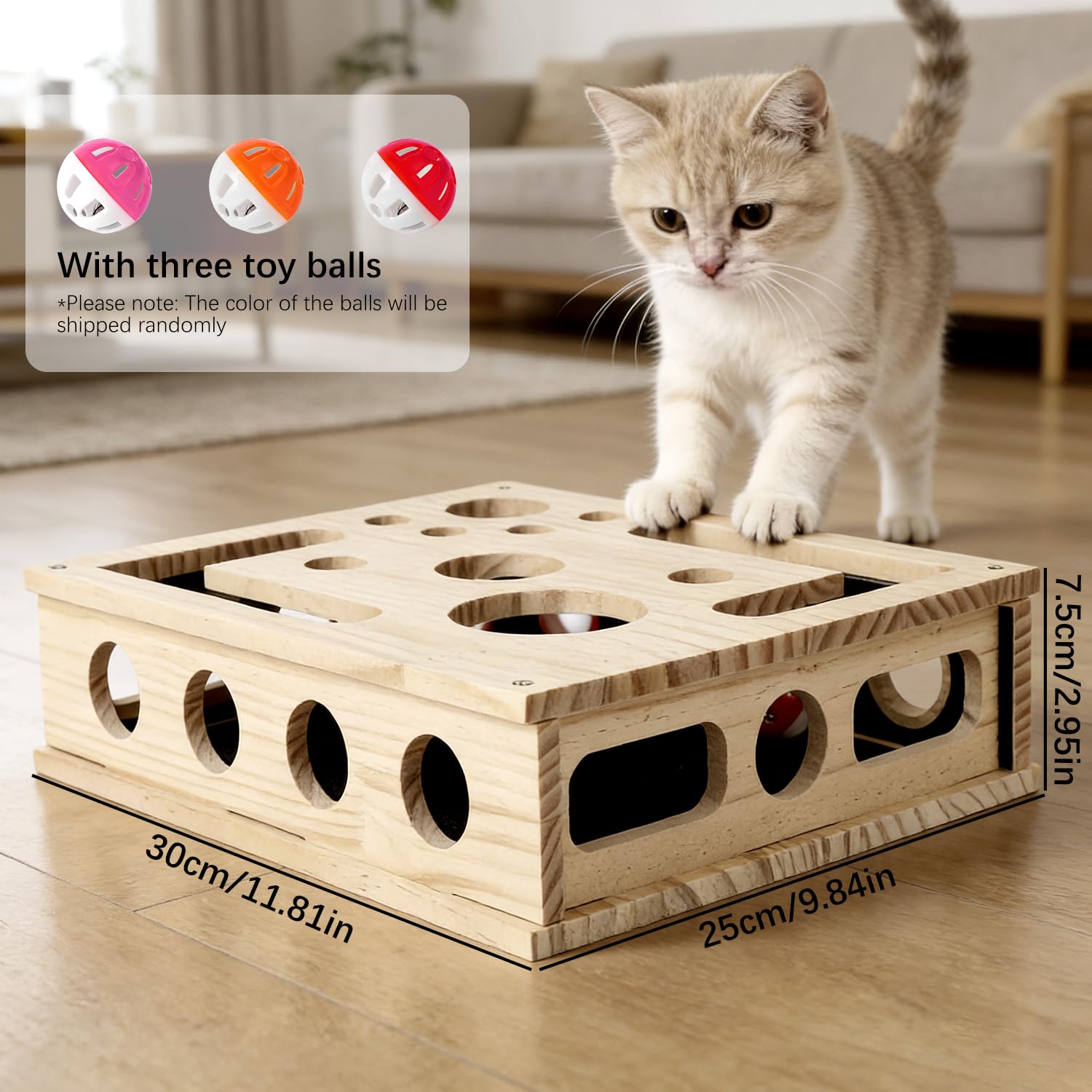 Movued durable paw friendly wood box built to withstand active claws