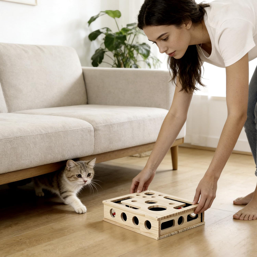 Movued interactive maze cat toy designed to stimulate curiosity and claws