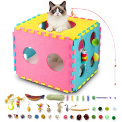 MOYMO 41 Pcs interactive cat toys indoor set cover, inviting curious cats to explore and play.