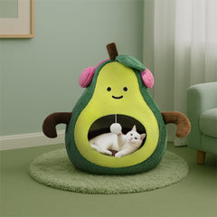 MOYMO avocado cat cave transforms into flat bed for versatile lounging