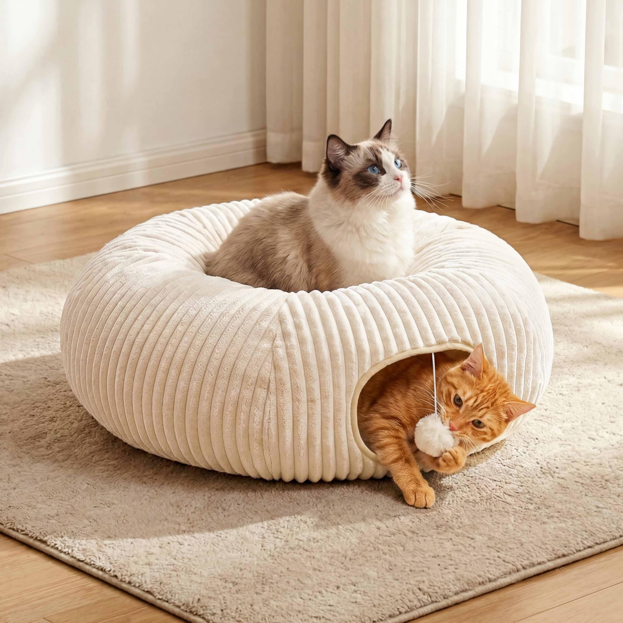MOYMO cat tunnel bed 10-inch tunnel diameter and 15-inch mat for space