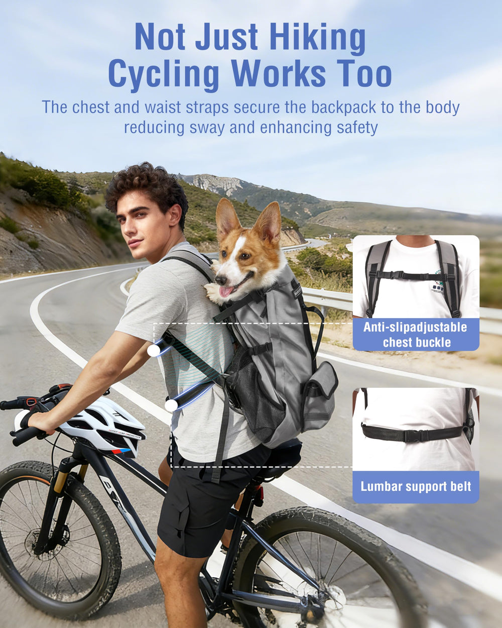 Moysoon dog backpack adjustable straps for comfortable all-day wear on hikes