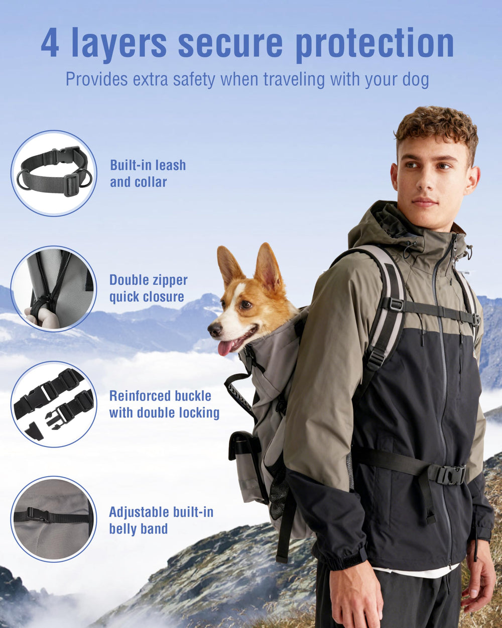Moysoon dog backpack worn on dog during activity highlights hands-free freedom