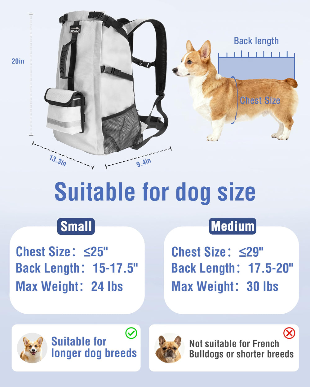 Moysoon dog backpack waterproof Oxford fabric protects belongings during rain