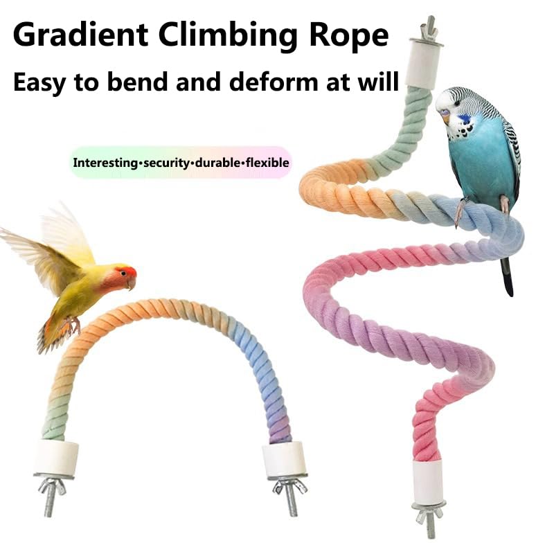 MQACPUPY adjustable rope perches close-up showing cotton-wrapped wire detail.