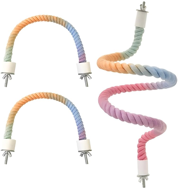 MQACPUPY rope perches arranged in a bird cage for a secure setup.