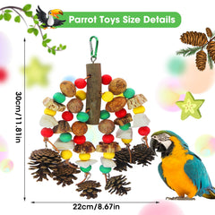 Brightly colored MQUPIN toy with pine cones and blocks to stimulate curiosity.