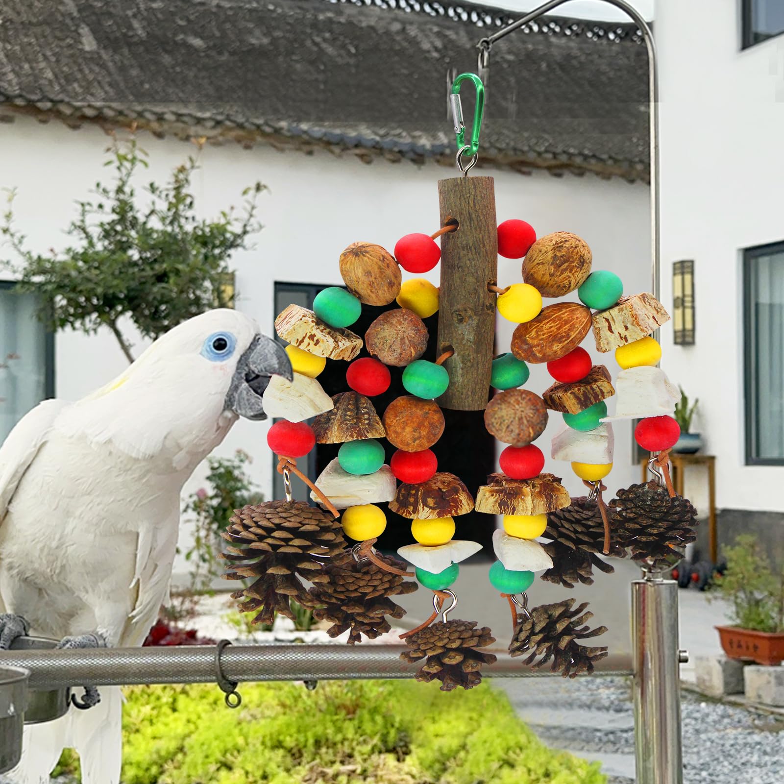 MQUPIN parrot cage gym toy promotes climbing and social play.