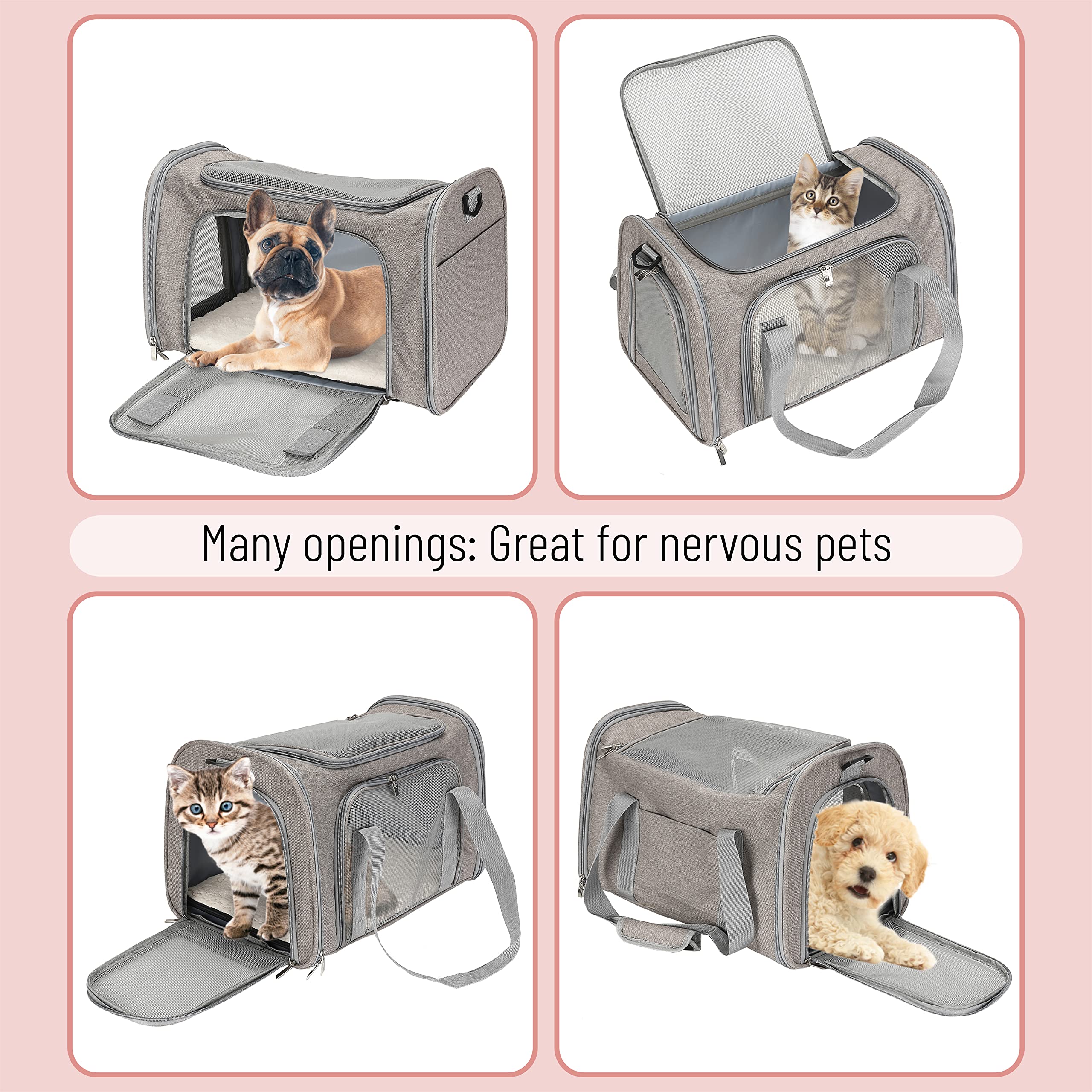 Mr. Pen Pet Carrier anti-slip zippers prevent escapes from inside.