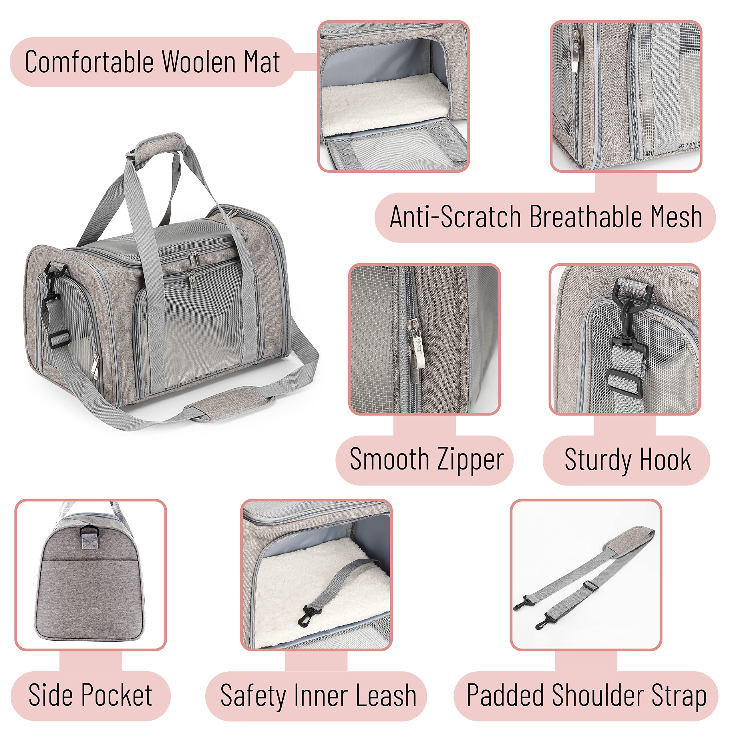 Mr. Pen Pet Carrier solid base keeps the carrier steady on surfaces.