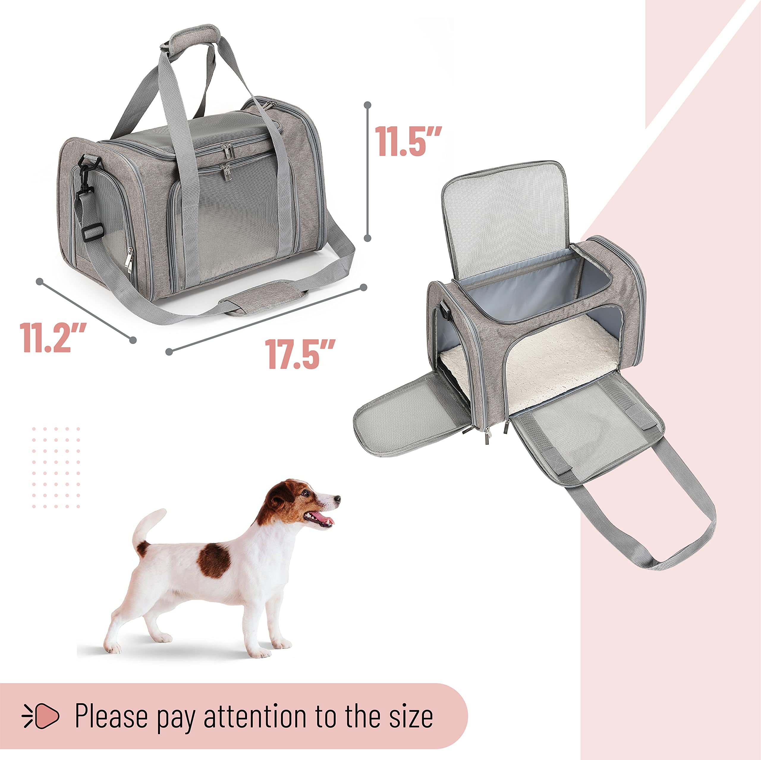 Mr. Pen Pet Carrier soft mat provides a comfy resting spot during trips.