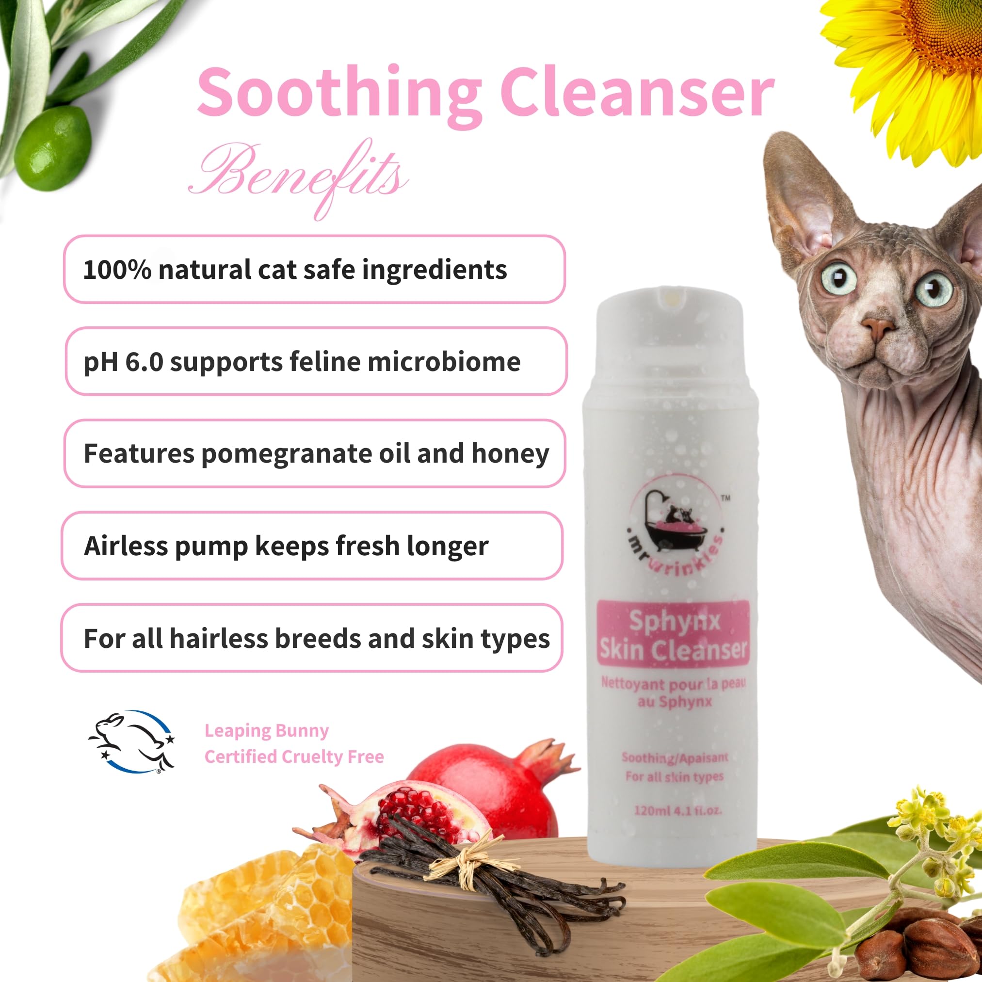 MR WRINKLES Sphynx Pomegranate Seed Oil bottle hints nourishing care