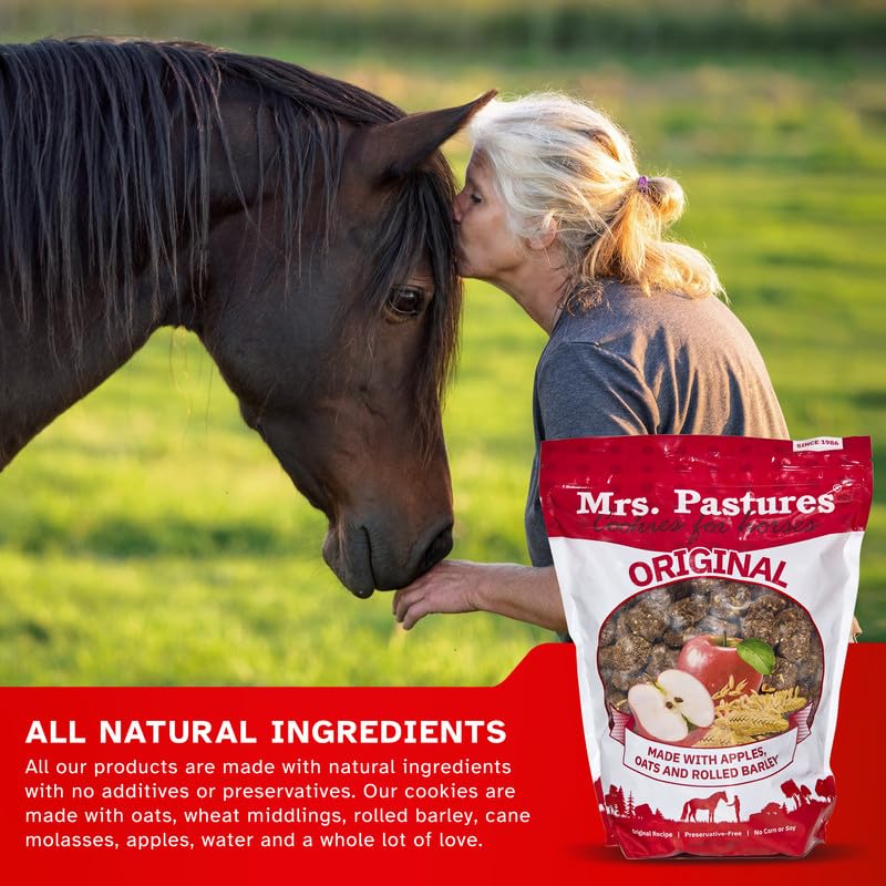 Mrs Pastures-apple-oats-rolled-barley-ingredients: wholesome, natural recipe for horses.