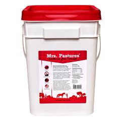 Mrs. Pastures Cookies bucket packaging: easy storage for daily rewards and training sessions.