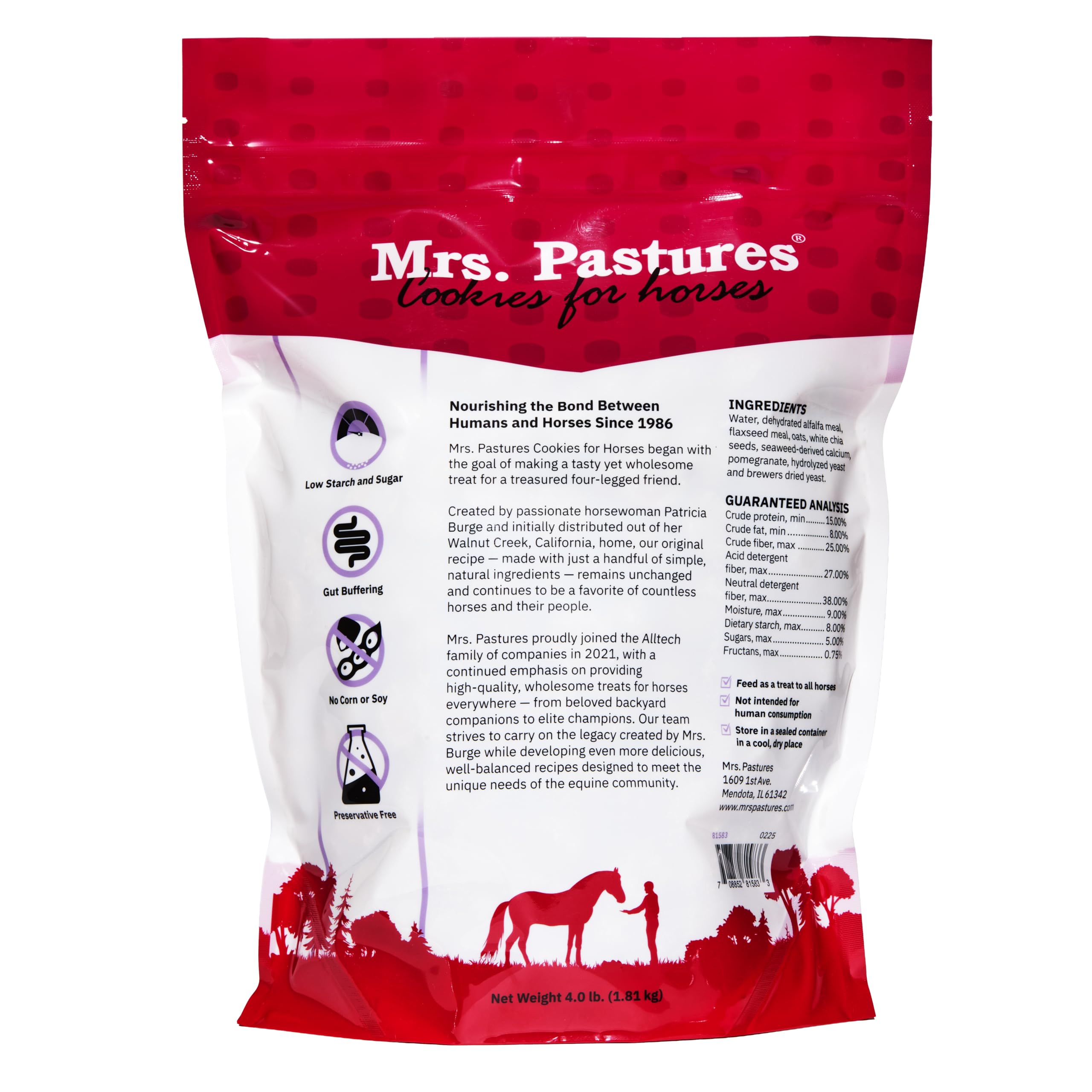 Mrs. Pastures Mindful Minis flaxseed treat with crispy texture ideal for training sessions.