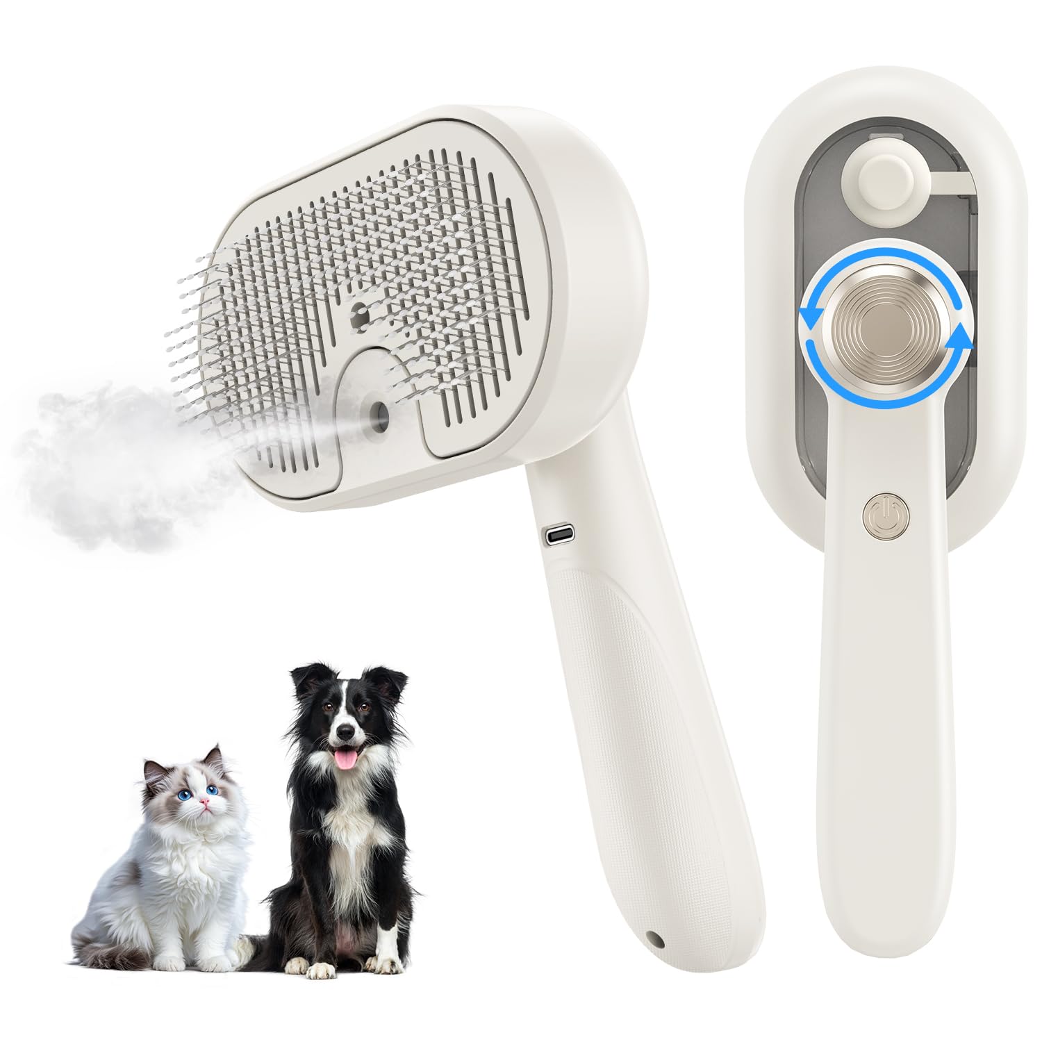 MRSDAYU cat brush with mist spray for cleaner grooming and reduced shedding.