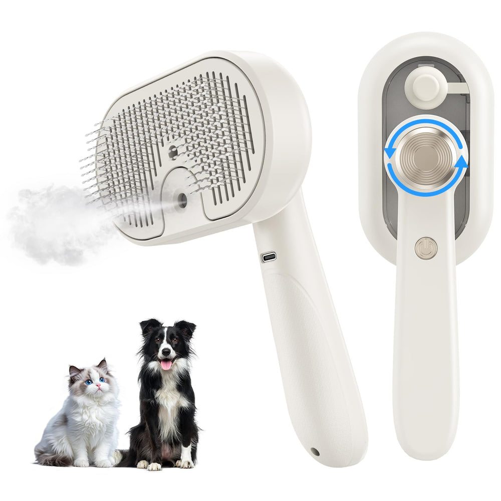 MRSDAYU cat brush with mist spray for cleaner grooming and reduced shedding.