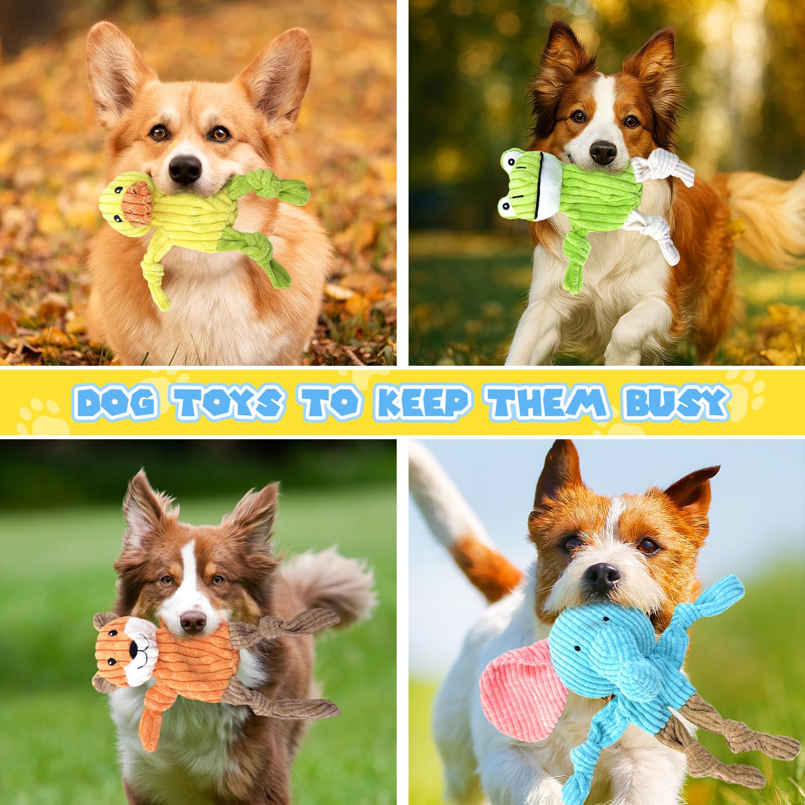 MRSOHRET bundle image shows five toy animals offering variety for boredom-busting fun