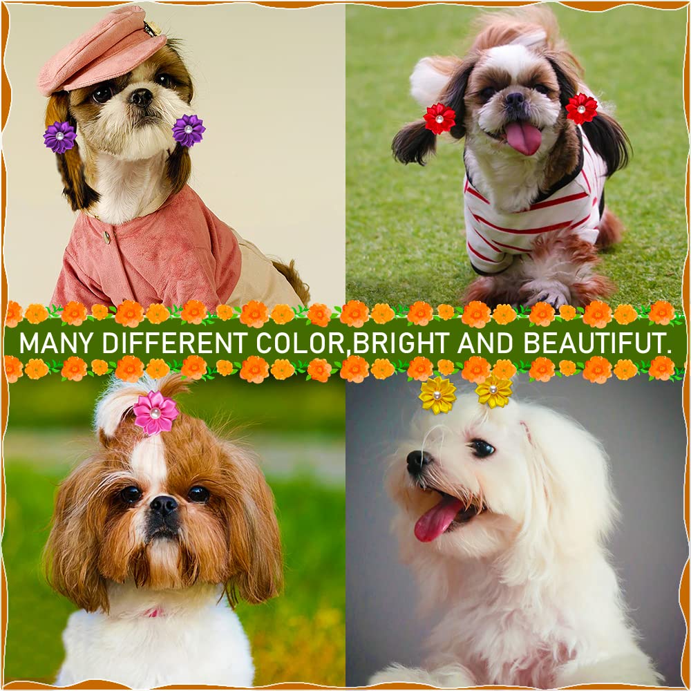 Mruq pet dog bows with rubber bands ensure secure fit during walks.