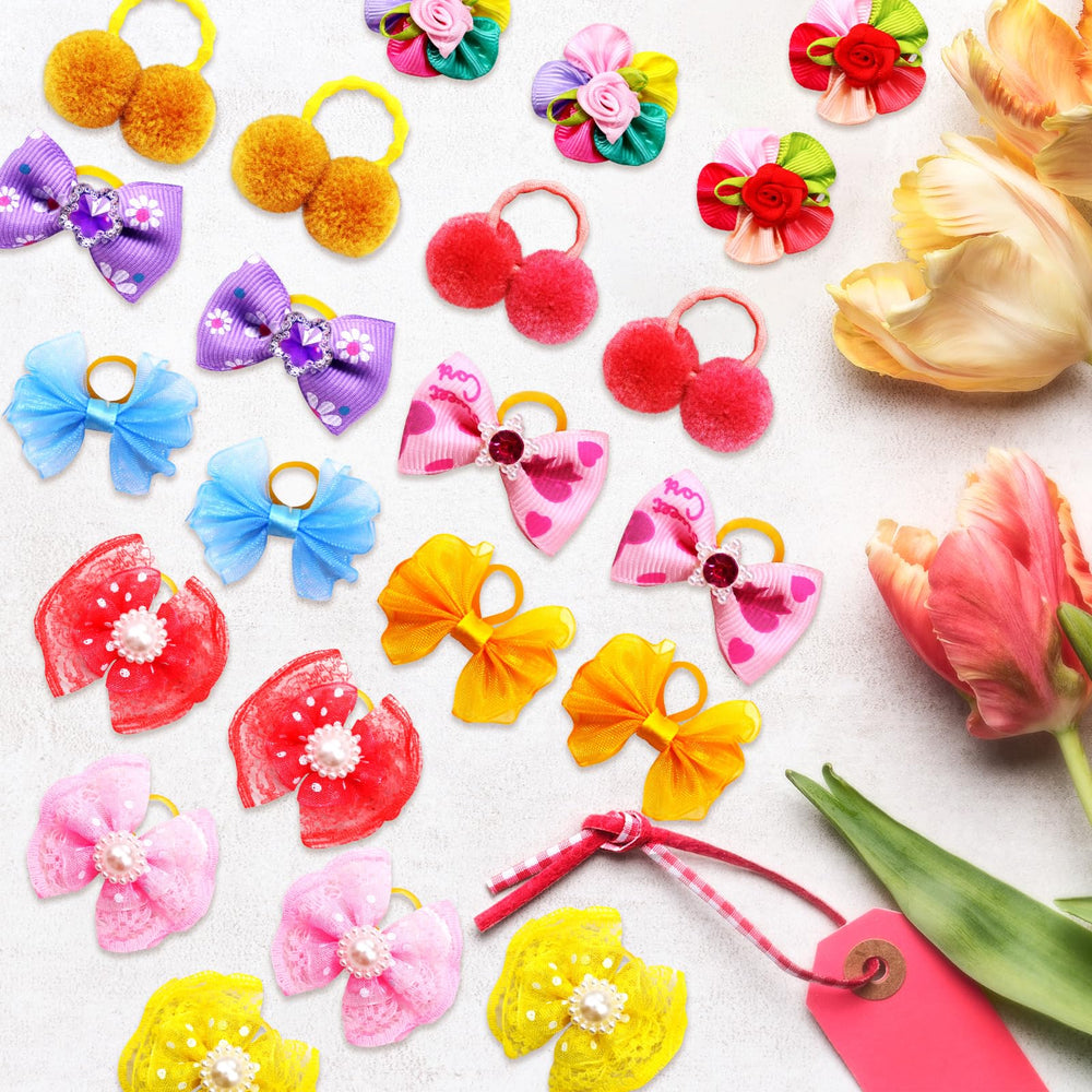 Mruq pet lace dog bows for charming small dog looks