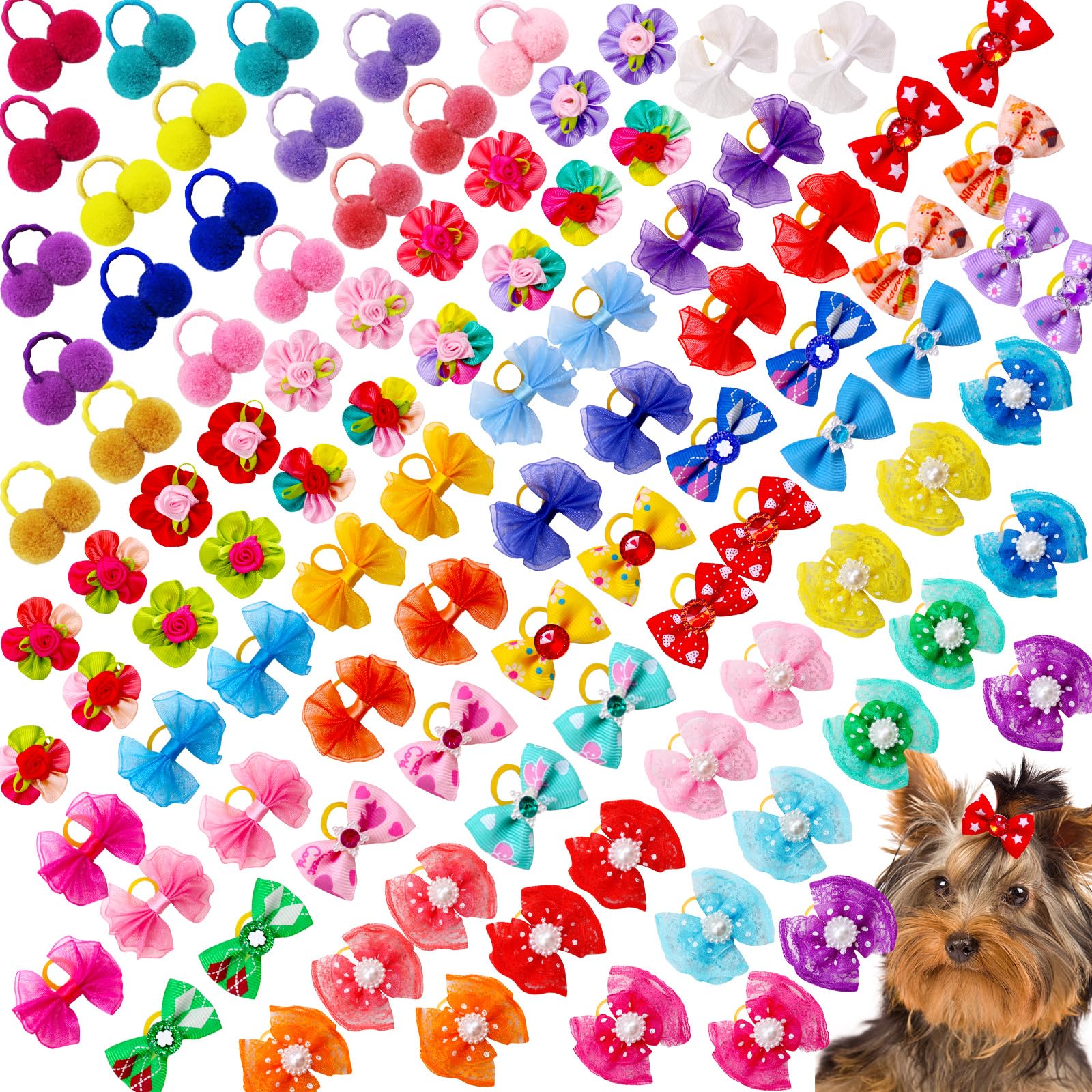 Mruq pet small-breed dog bows suitable for Yorkie and poodle