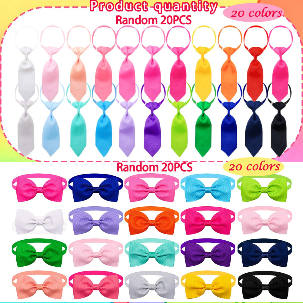 Mruq Pet solid color bow tie set adds simple elegance to any pet look
