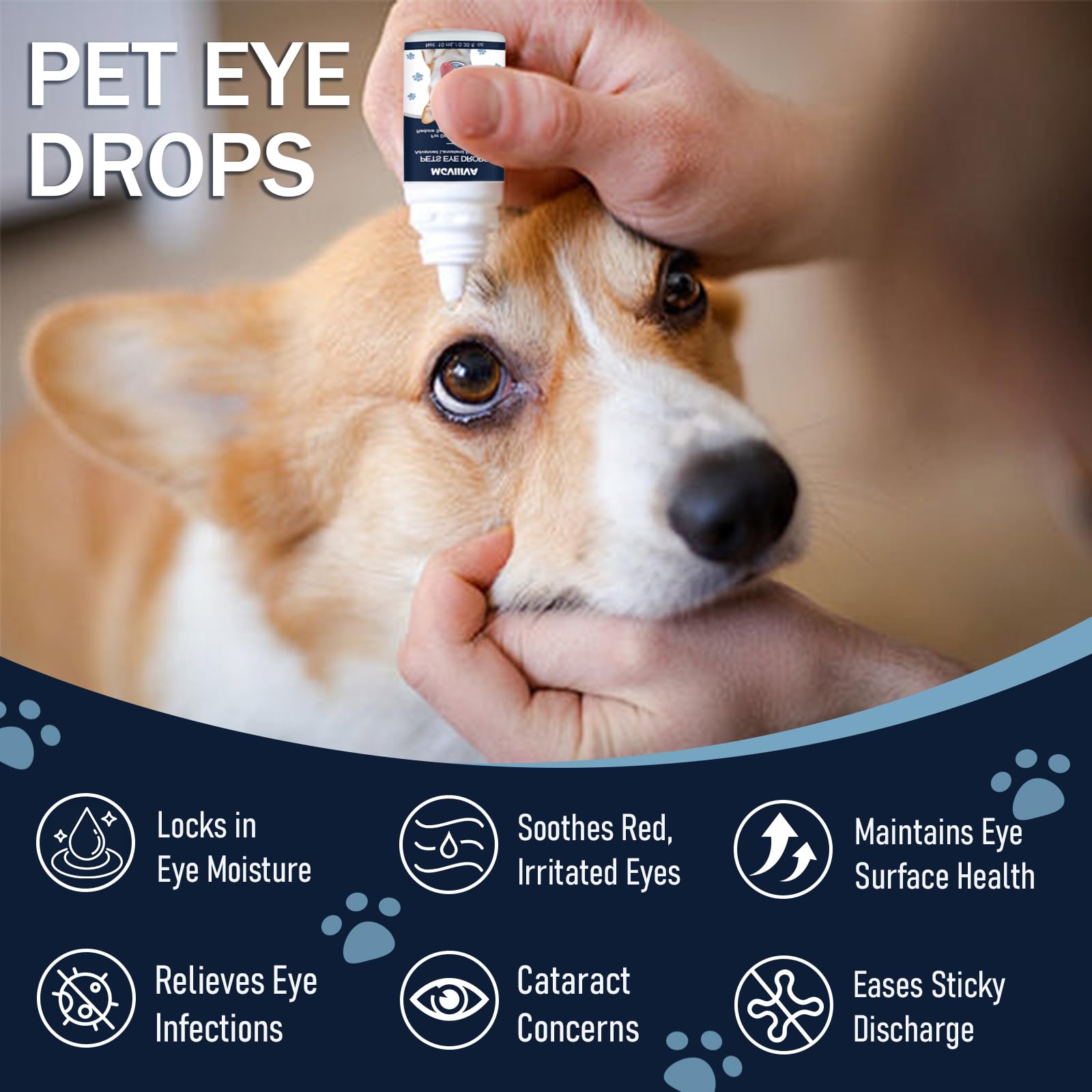 Msktasy eye drops being applied for pets with gentle, no-sting use.