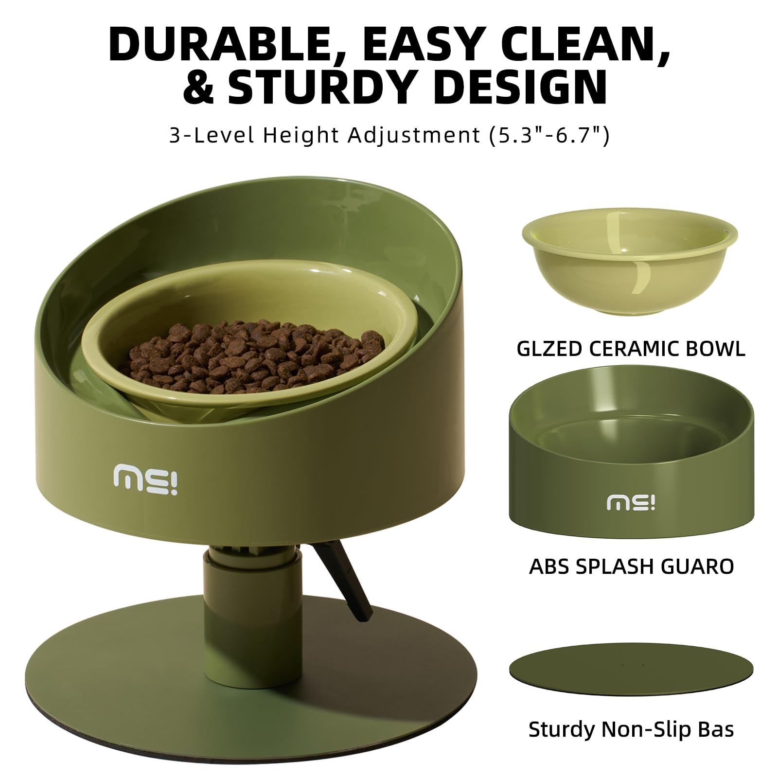 MS!MAKE SURE anti-slip rubber pad keeps the bowl steady during meals.