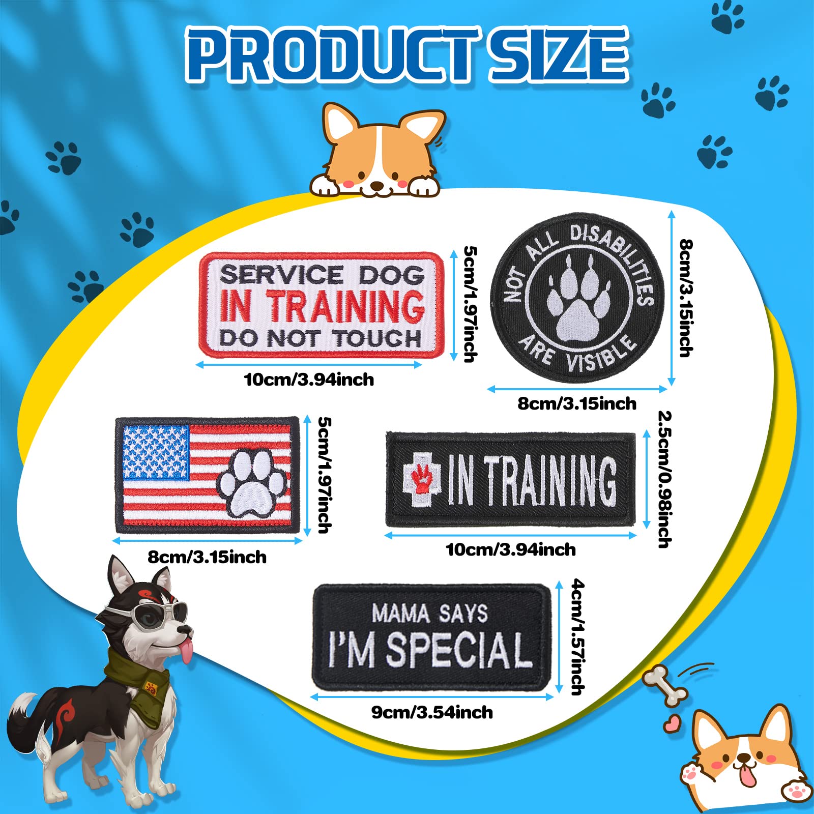 MTLEE patches attached to a service dog harness for clear signaling